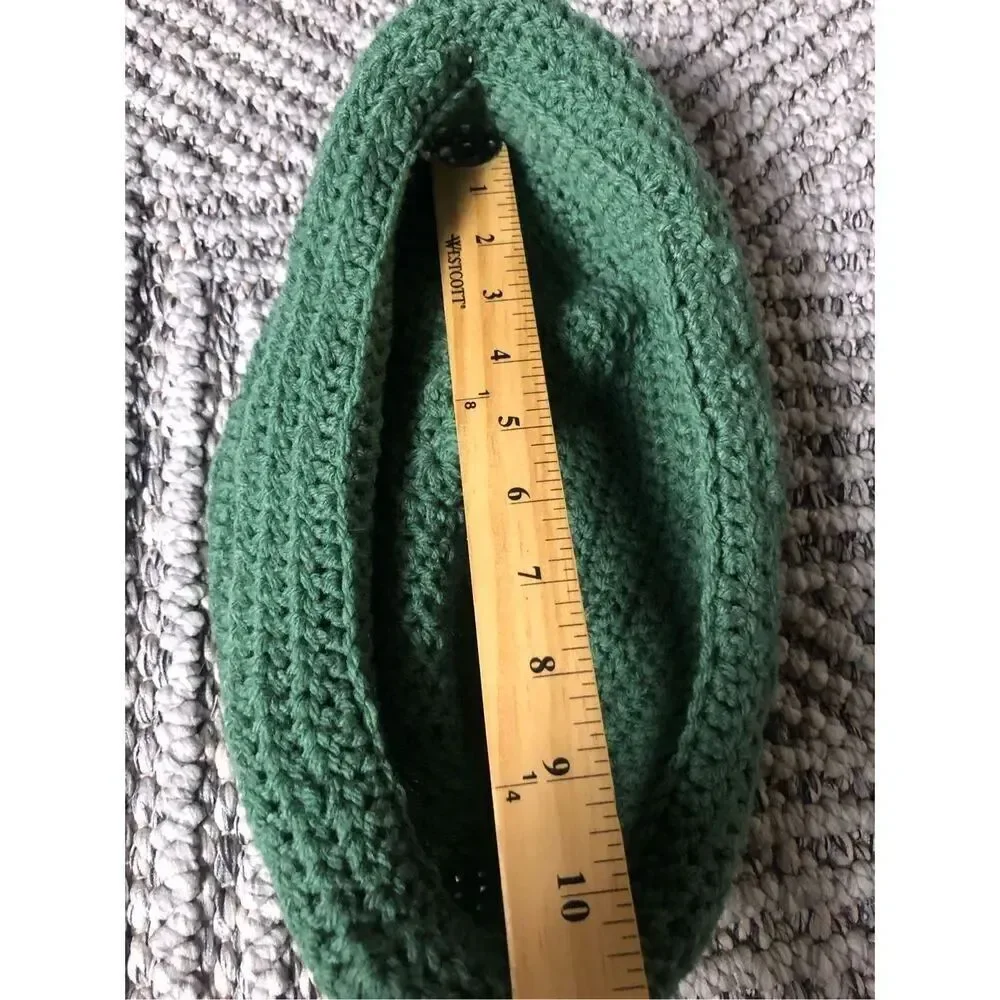Handmade Crochet Cloche Hat Green Floral Boho Bucket Womens OS